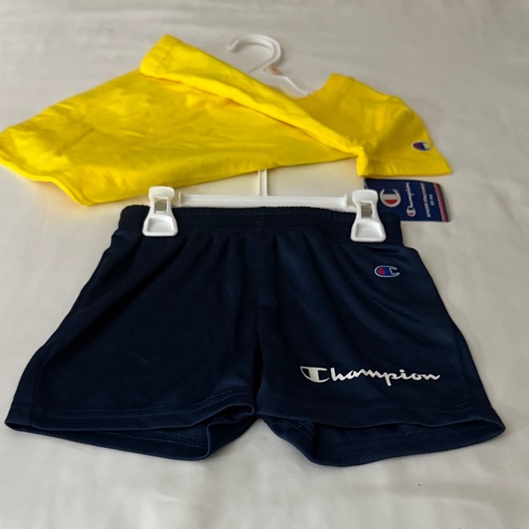 Champion Graphic Yellow Tee and Navy Shorts - Picture 2 of 3